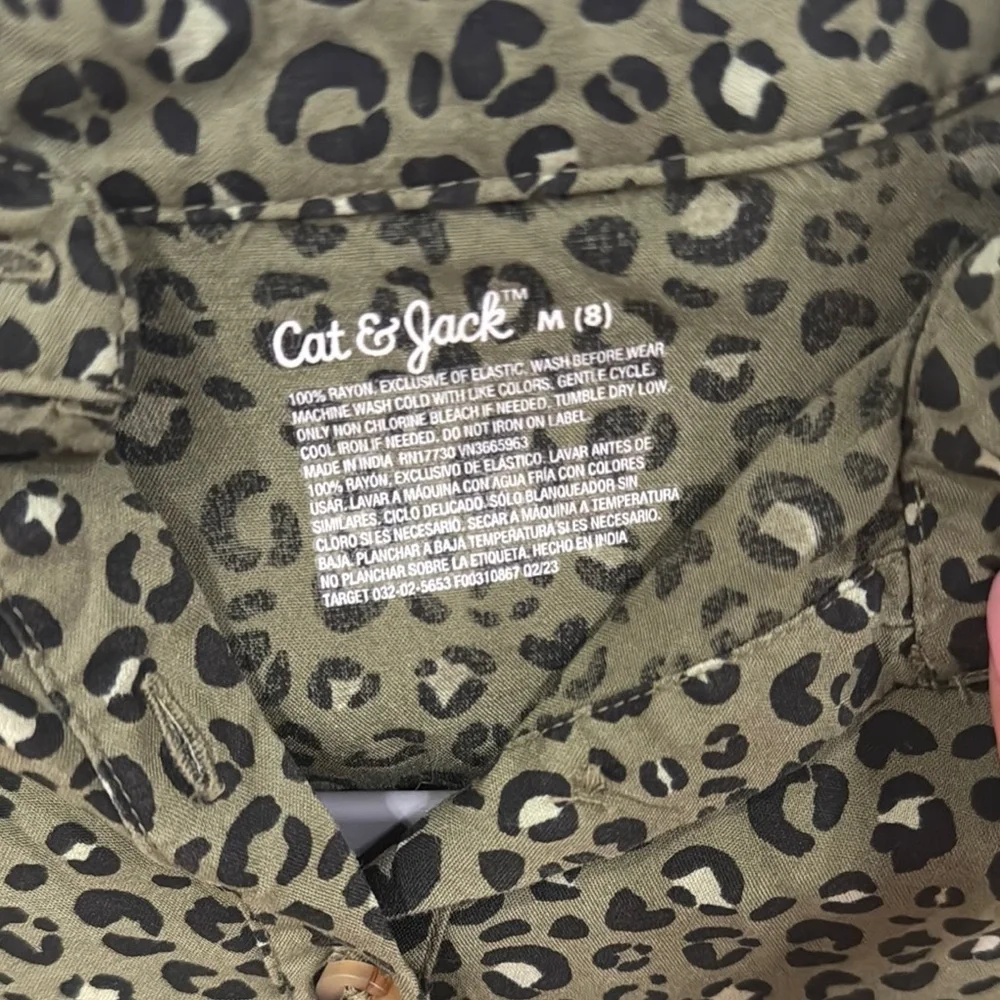 Cat & Jack Green cheetah print Blouse